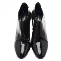 Pre Owned Burberry Black and Grey Patent Novacheck Heel Ankle Booties Size 40