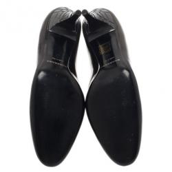 Pre Owned Burberry Black and Grey Patent Novacheck Heel Ankle Booties Size 40