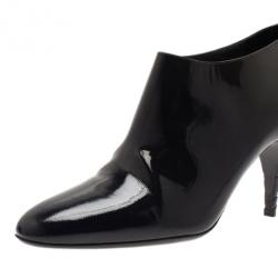 Pre Owned Burberry Black and Grey Patent Novacheck Heel Ankle Booties Size 40