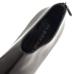 Pre Owned Burberry Black and Grey Patent Novacheck Heel Ankle Booties Size 40