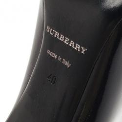 Pre Owned Burberry Black and Grey Patent Novacheck Heel Ankle Booties Size 40