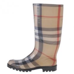 مملوكة مسبقًا Burberry Beige Nova Check 'House Check' Rain Boots Size 38