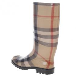 مملوكة مسبقًا Burberry Beige Nova Check 'House Check' Rain Boots Size 38