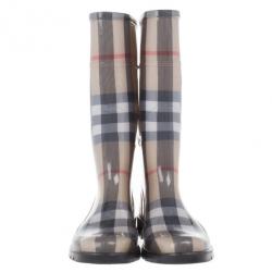 مملوكة مسبقًا Burberry Beige Nova Check 'House Check' Rain Boots Size 38
