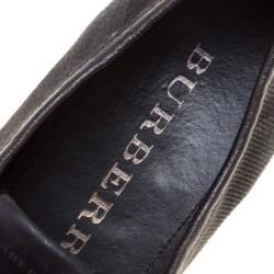 Burberry Black/Dark Green Leather and Check Canvas Sneakers Size 43