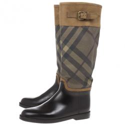 مملوكة مسبقًا Burberry Novacheck Panel Rain Boots Size 39