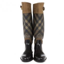 مملوكة مسبقًا Burberry Novacheck Panel Rain Boots Size 39