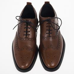 Burberry Chestnut Brown Brogue Leather Oxfords Size 41