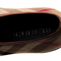 Pre Owned Burberry Brown House Check Fabric and Leather Sneakers Size 44