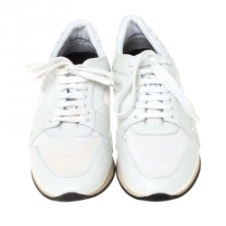 Burberry White Leather and Mesh Fields Sneakers Size 40