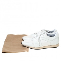 Burberry White Leather and Mesh Fields Sneakers Size 40