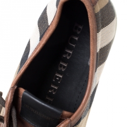 Burberry Brown Nova Check Canvas And Leather Cap Toe Low Top Sneakers Size 40