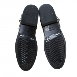 Pre Owned Burberry Black Leather Buckle Knee High Boots Size 41