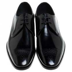 Burberry Black Leather Cranbrook Derby Size 41.5