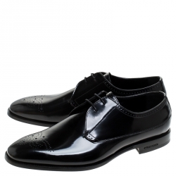 Burberry Black Leather Cranbrook Derby Size 41.5