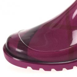 Pre Owned Burberry Purple Novacheck Rubber Rain Boots Size 39