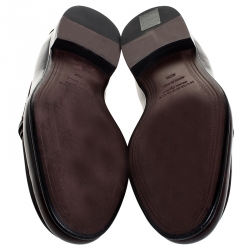 Burberry Burgundy Leather Solway Chain Detail Slip On Loafers Size 40.5
