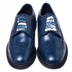 Burberry Blue Brogue Leather Alexton Lace Up Derby Size 43