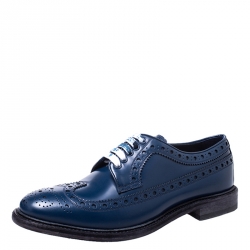 Burberry Blue Brogue Leather Alexton Lace Up Derby Size 43