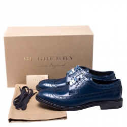 Burberry Blue Brogue Leather Alexton Lace Up Derby Size 43