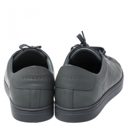 Burberry Dark Grey Perforated Leather Check Albert Sneakers Size 46