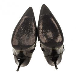 مملوكة مسبقًا Burberry Brown Inset Check Print Leather Boots Size 37