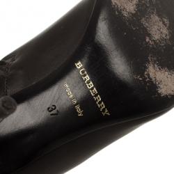 مملوكة مسبقًا Burberry Brown Inset Check Print Leather Boots Size 37