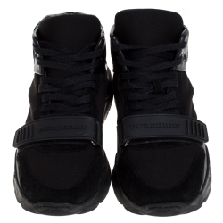 Pre Owned Burberry Black Nylon, Suede and Leather Lace Hi Top Sneakers Size 42