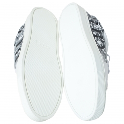 Pre Owned Burberry White Doodle Print Leather Sneakers Size 43