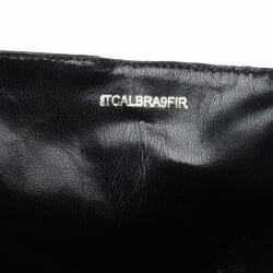 Pre Owned Burberry Black Patent Leather Chain Boots Size 37