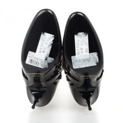 Pre Owned Burberry Black Patent Leather Chain Boots Size 37