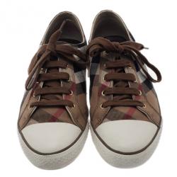 Burberry Novacheck Canvas and Leather Sneakers Size 42