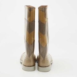 Burberry Grey/Beige Rubber Rain Boots Size 40