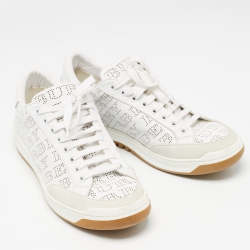 Burberry White Perforated Leather Timsbury Sneakers Size 41