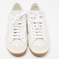 Burberry White Perforated Leather Timsbury Sneakers Size 41