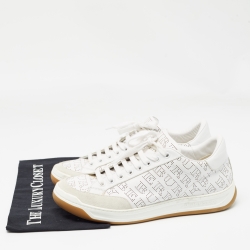 Burberry White Perforated Leather Timsbury Sneakers Size 41
