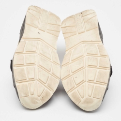 Pre Owned Burberry Green/Black Leather and Canvas Ramsey Sneakers Size 41