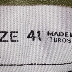 Pre Owned Burberry Green/Black Leather and Canvas Ramsey Sneakers Size 41