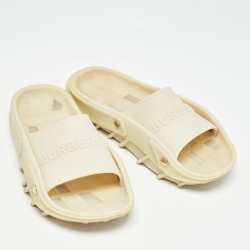 Burberry Cream Rubber Flat Slide Size 40