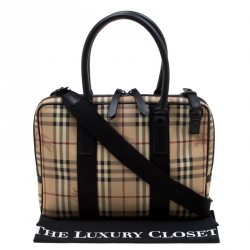 Burberry Beige/Black Haymarket Check PVC and Canvas Laptop Bag