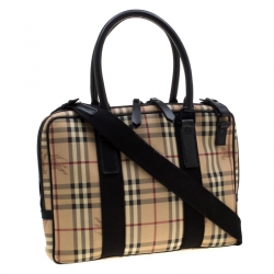 Burberry Beige/Black Haymarket Check PVC and Canvas Laptop Bag