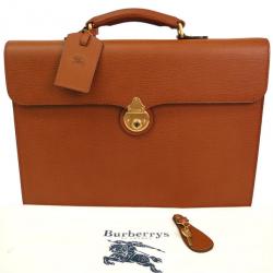 Burberry Beige Leather Business Briefcase
