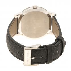Burberry Silvered Black Stainless Steel Check Men's Wristwatch 39 mm