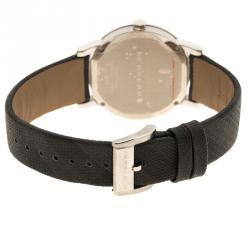 Pre Owned ساعة يد رجالية بربري BU9024 هيرتيدج ستانلس ستيل رمادي فضية 38 مم