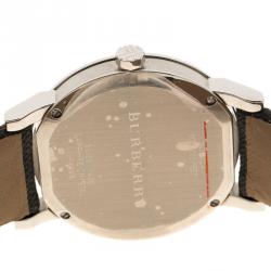 Pre Owned ساعة يد رجالية بربري BU9024 هيرتيدج ستانلس ستيل رمادي فضية 38 مم