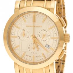 مملوكة مسبقًا Burberry Yellow Gold Plated Stainless Steel Classic BU1757 Women's Wristwatch 40 mm
