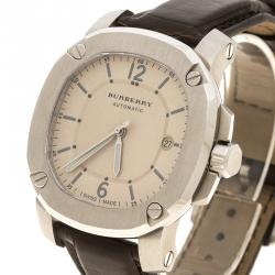 Pre Owned Burberry Beige Stainless Steel The Britain BBY1201 Men's Wristwatch 41 mm