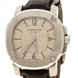 Pre Owned Burberry Beige Stainless Steel The Britain BBY1201 Men's Wristwatch 41 mm