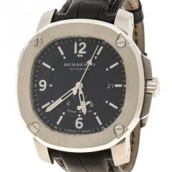 Pre Owned Burberry Black Stainless Steel The Britain BBY1002 Men's Wristwatch 45 mm