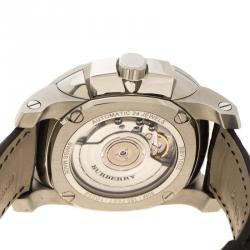 Pre Owned Burberry Black Stainless Steel The Britain BBY1002 Men's Wristwatch 45 mm